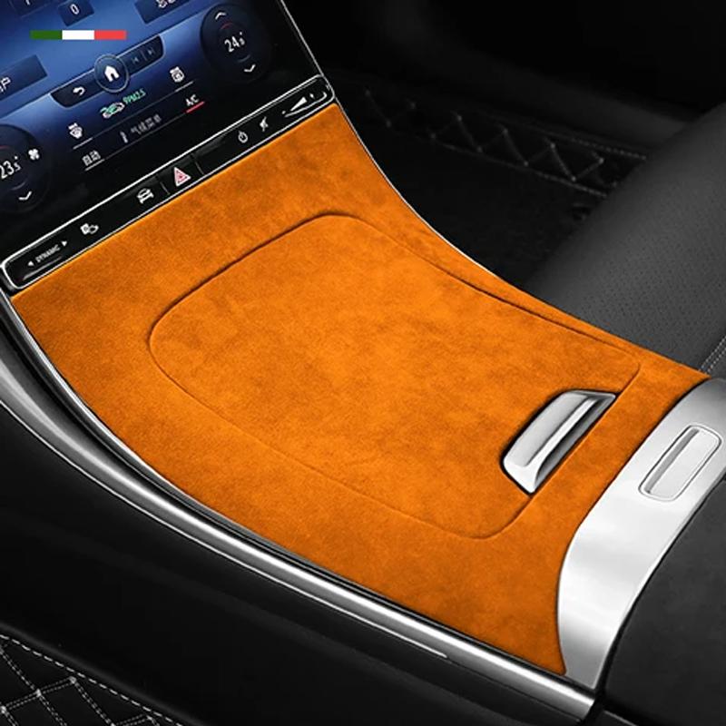 Top Suede For Mercedes Benz C-Class W206 C200 S206 A206   Car Central Console Gear Shift Panel Cover Decorative Panel