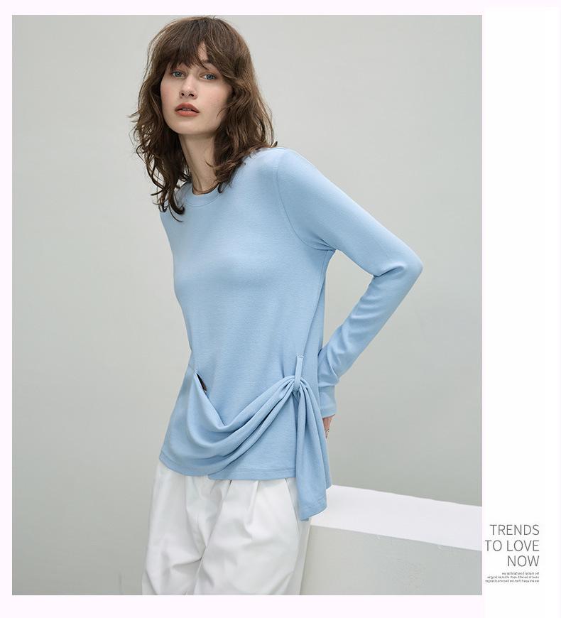 Women's Irregular Long-Sleeve Tie-Up Shirt - Autumn 2025