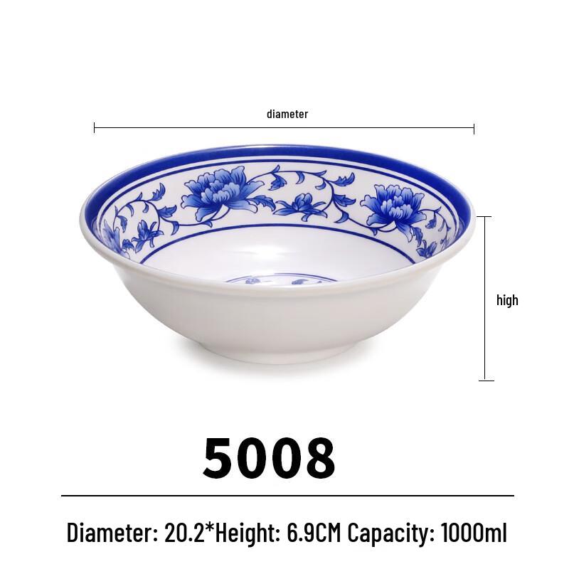 Chinese Style Melamine Blue & White Noodle Bowl