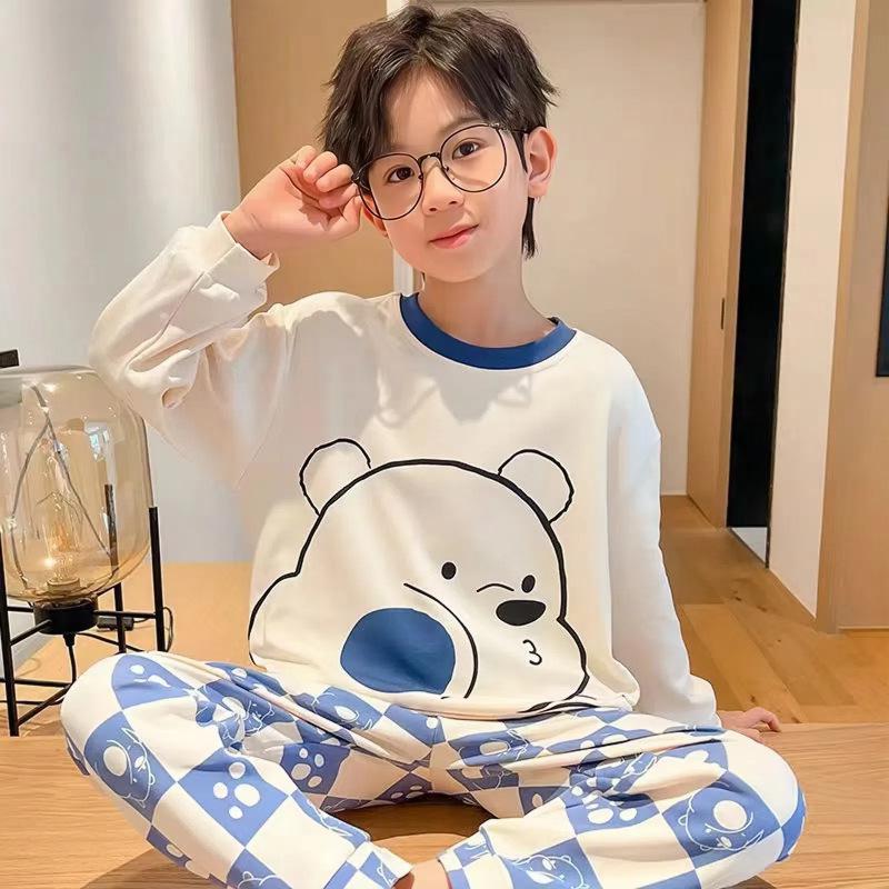 Boys' Cartoon Pajama Set: Long Sleeve & Pants in Spring/Autumn Styles for Medium to Large Kids & Teens