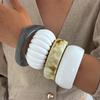 Salircon 4 Styles Vintage Punk Irregular White Resin Cuff Elastic Bangles Women Boho Wide Geometric Bracelets Y2K Jewelry Gifts