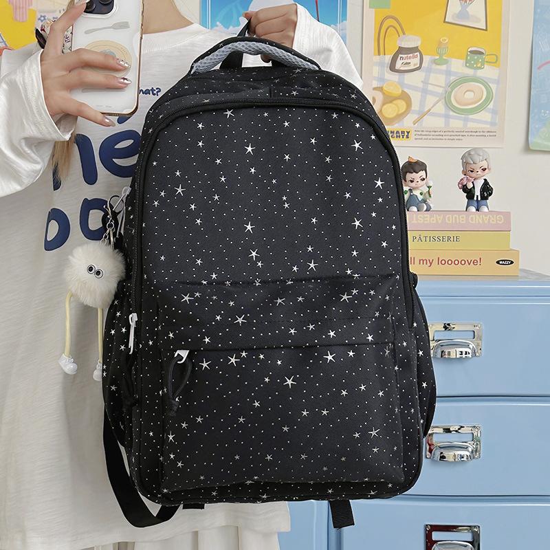 Schoolbag Korean Ins Wind Star Backpack Women, Large Capacity Junior High School Girls High School Student School Bag Leisure Travel Backpack
