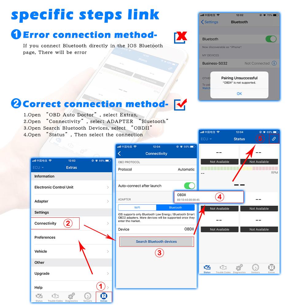 Viecar ELM327 V1.5 PIC18F25K80 Bluetooth 4.0 For IOS Android ELM 327 V 1 5 Car OBD 2 OBD2 Diagnostic Scanner Tools Code Reader