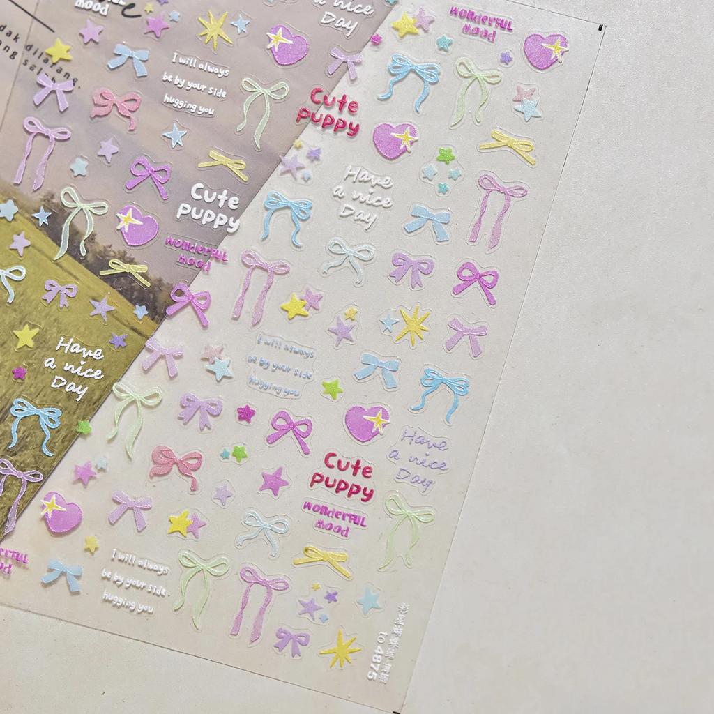 Fruit 5D Nail Art Sticker Apple Strawberry Cherry Love Hearts Bowknot Stars Cartoon Butterfly Manicure Decal DIY