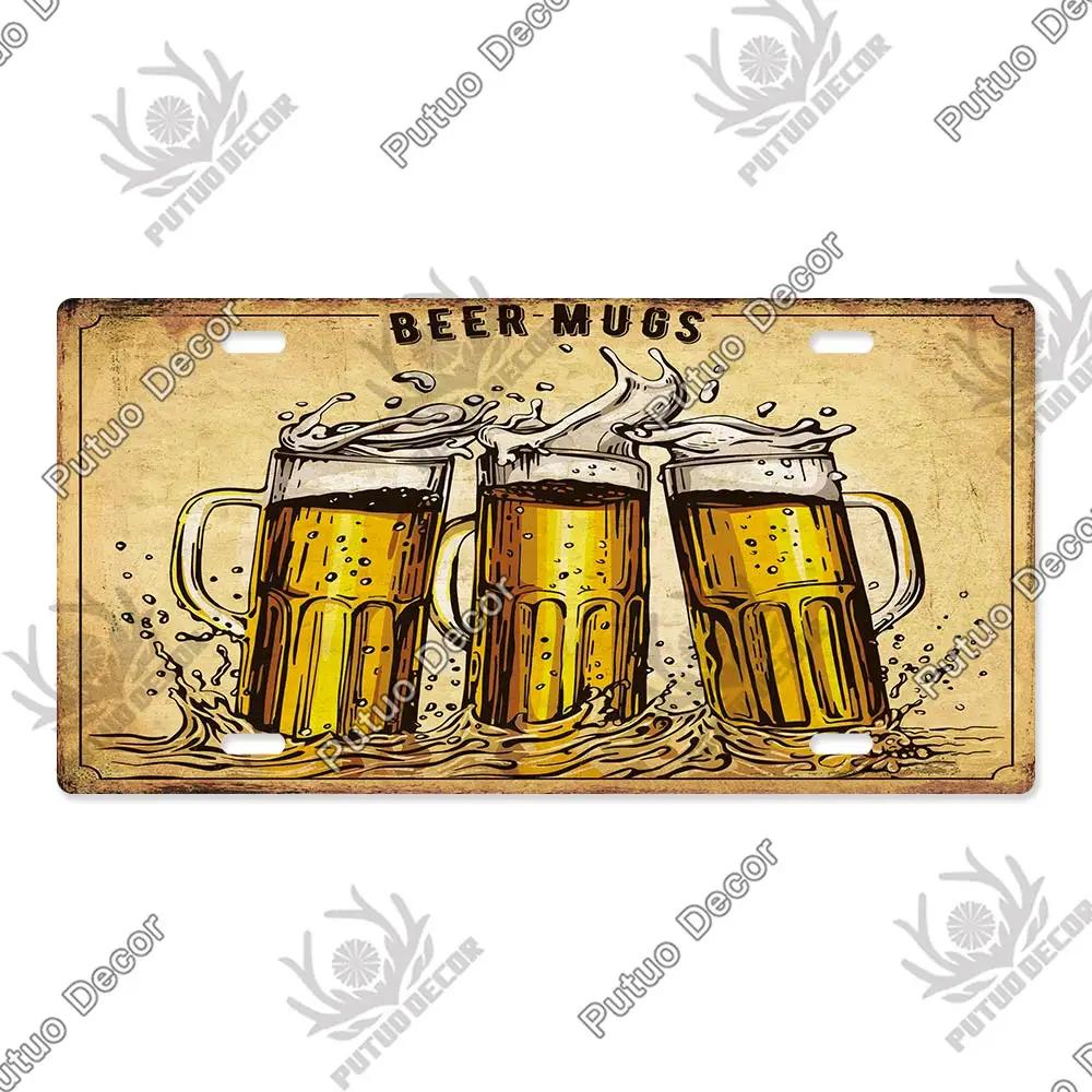 Putuo Decor Bier Metallschild Blechschild Plakette Metall Vintage Nummernschild Dekoration für Bar Pub Man Cave Wohnzimmer Wanddeko