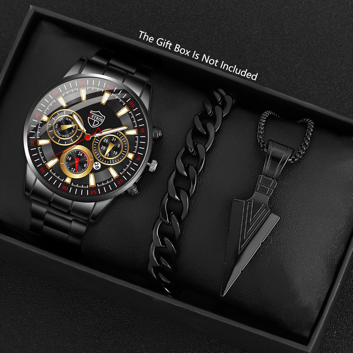 Watch Three-Piece Men S Accessories Watch Ring Necklace Bracelet Men S Quartz Watch