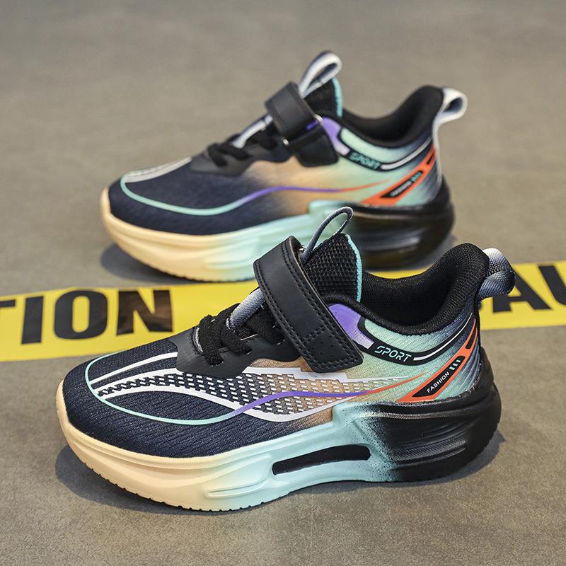 Running Shoes for Primary School Students, Spring Mesh Sneakers for Older Children, Lightweight Velcro Breathable Classmates, Boys Physical Educat