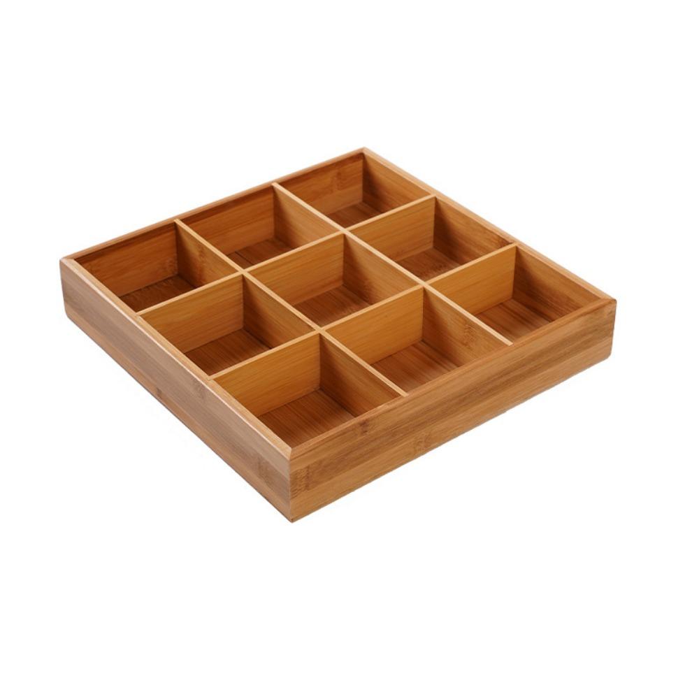 Wood Storage Box Multi-grids Bonsai Holder High Quality Desktop Sundries Organizer