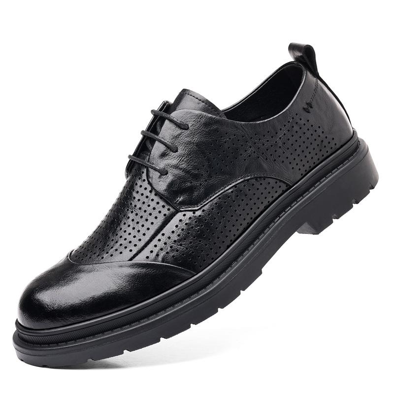 Summer hollow big head leather shoes men's British soft sole formal wear men's shoes wedding shoes men's casual shoes 2025