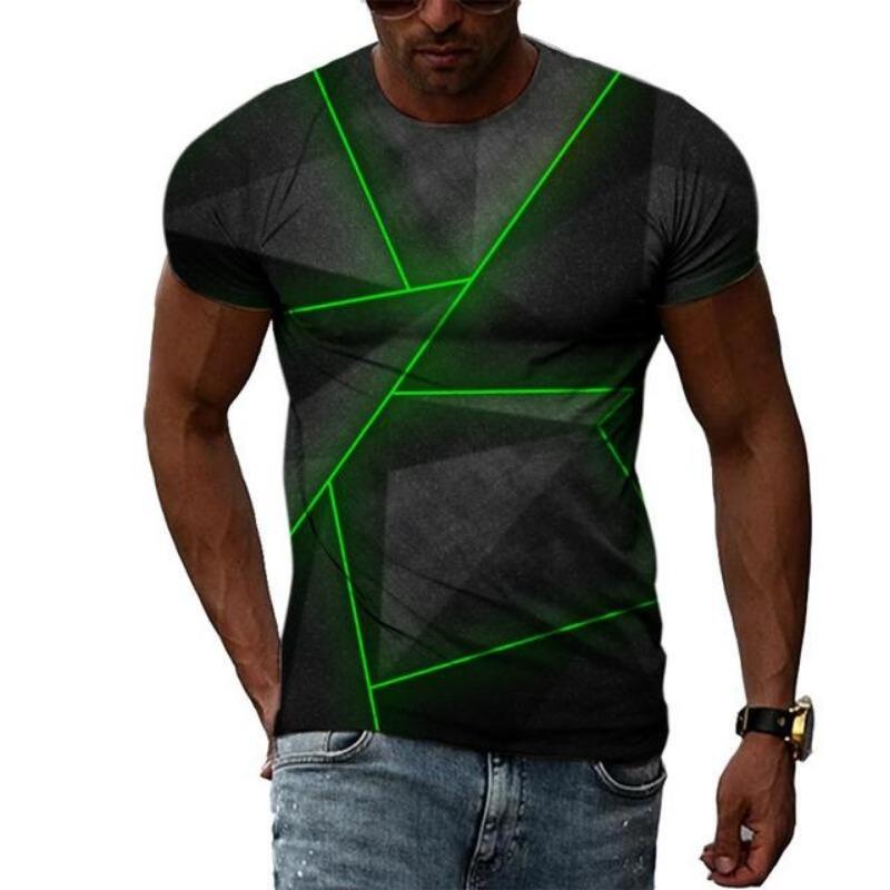 Summer Fashion Abstract Multidimensional Graphic T Shirts For Men Casual 3D Print Harajuku Personality Round Neck Short Sleeve