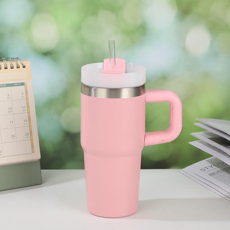 Izolowany kubek samochodowy Shangqi ze stali nierdzewnej z uchwytem i słomką