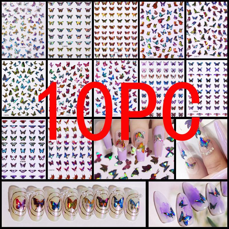 

8 шт. голографические 3D наклейки для ногтей лазерные наклейки для дизайна ногтей бабочки деколь бабочки маникюрный инструмент для украшения 10PC