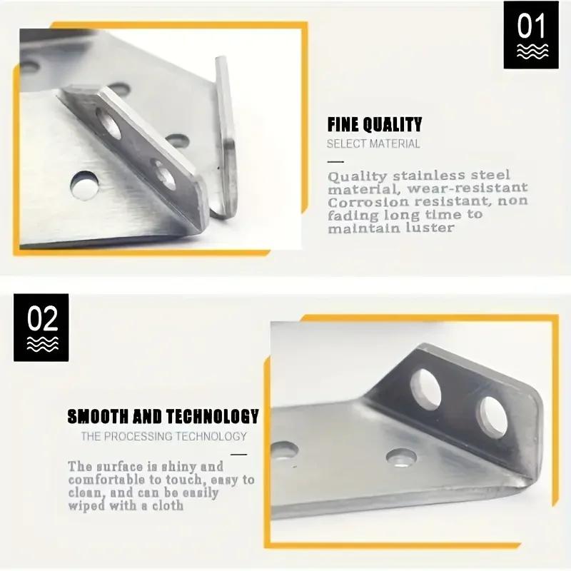10Pcs Corner Brackets Stainless Steel Furniture Angle Shelf Connector Cabinet Support Fixing Frame Corner Brace With Screws