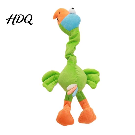 Interactive Dog Toy Stuffed Tug Toy Long Neck Plush Chicken Squeaky Bird