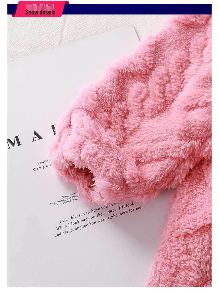 Puszysty żakardowy flanelowy zestaw: Dwuczęściowy strój domowy dla dziewczynki