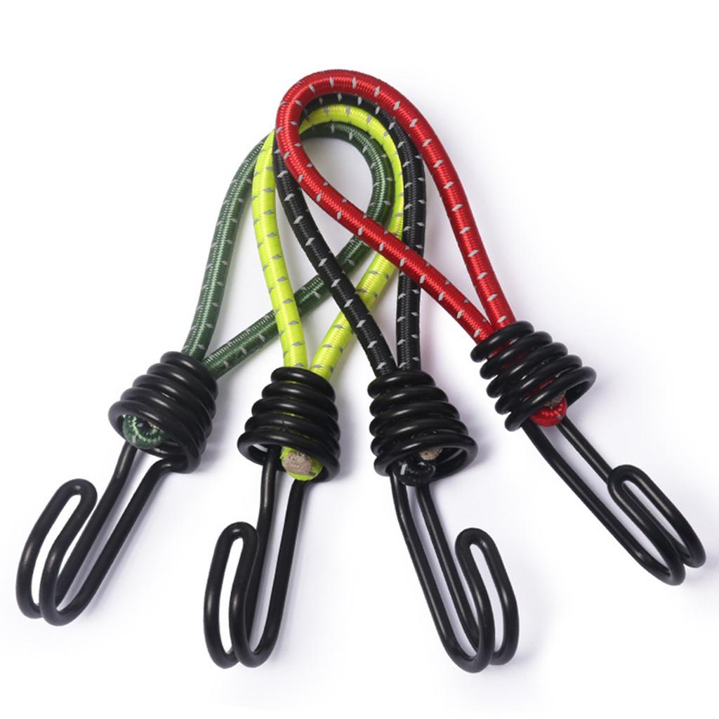 10Pcs Bungee Cords with Hooks Metal Shock Cord Hook Tent Elastic Rope Stretch Strap Set for Tarpaulins Camping Cover