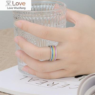 Titanium Steel Ring Rainbow Drip Oil Popular Couple Ring Jewelry Wholesale