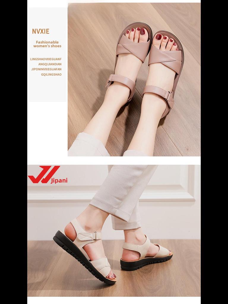 2025 Mom's Non-Slip Soft Bottom Sandals: Stylish Summer Flats for Middle-Aged and Elderly Women