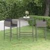 VidaXL 3-Piece Garden Bar Set with Cushions Outdoor Furniture Patio Table and Chairs Garden Lounge Terrace 3094788