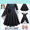 Wednesday Addams Family Outfit Wig Halloween Xmas Party Cosplay Costume Kids