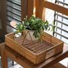 Japanese-Style Woven Rattan Storage Cabinet: Rectangular Organizer for Living Room, TV, Toys, Snacks
