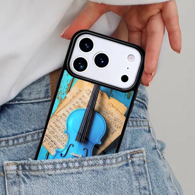Musical Violin Guitar Phone Case for iPhone 17ProMax 12 13 14 15 16e 17 Pro Max Plus Air Cover