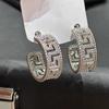 Geometric Pattern Paved Earrings for Women Fashion Hollow Design Sparkling Earrings for Party and Daily Wear