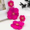 Big Flower Drop Earrings for Women Exaggerated Double Floral Dangle Earrings Statement Charm Jewelry for Wedding Party