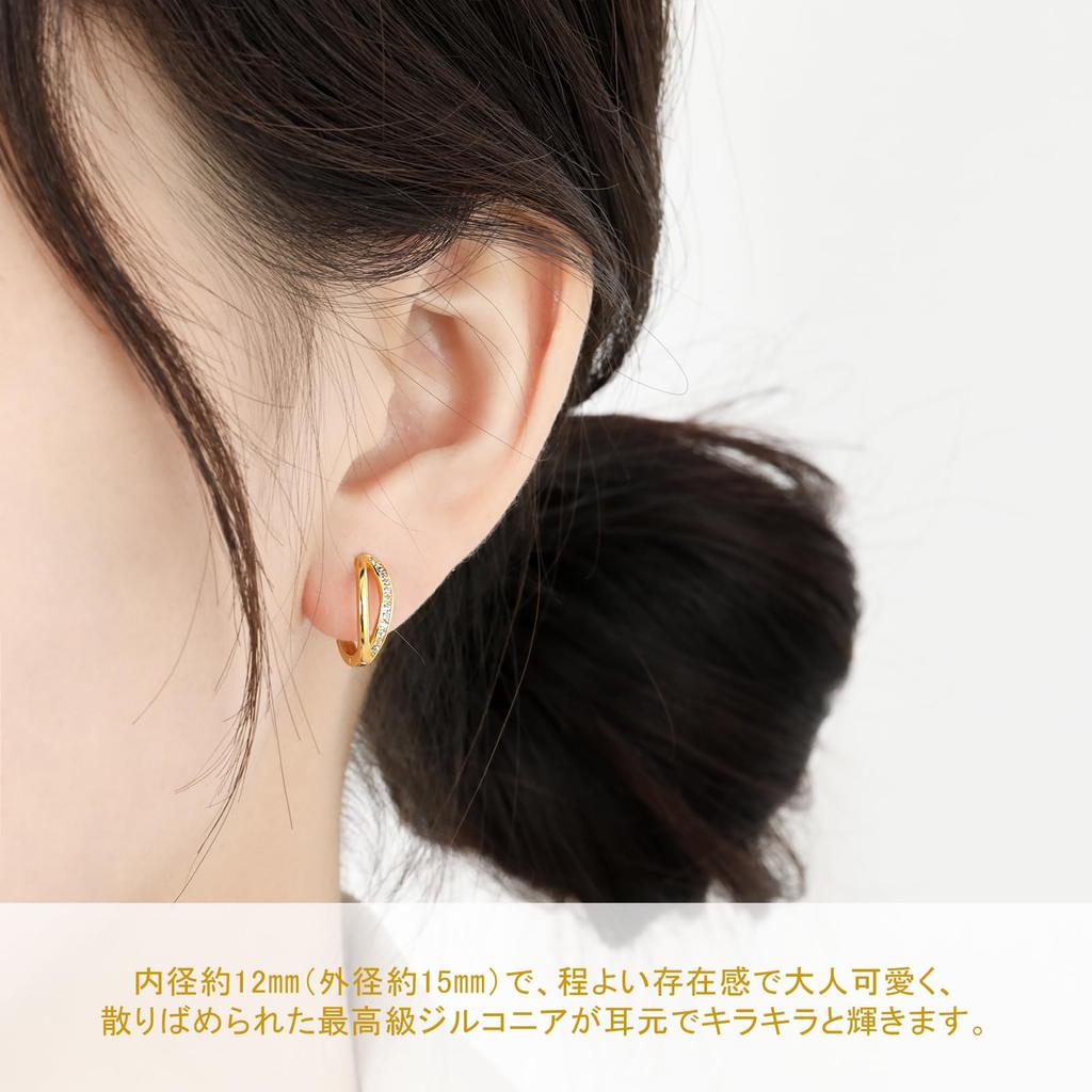 Pasurohu 18K Gold Silver Highest Quality Cubic Double Hoop Rose Genuine Jewelry Earrings, K18, Coating, 925, Zirconia, Ring, Popular, Earrings,