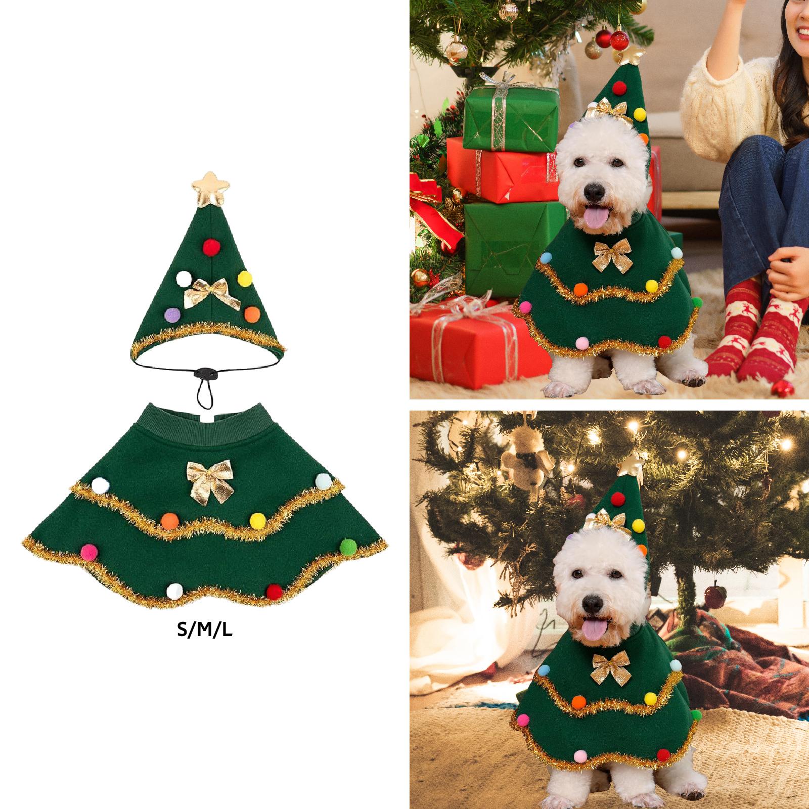 Pet Clothes Hat with Cloak Cape New Year Walking Gift Christmas Dog Costume S
