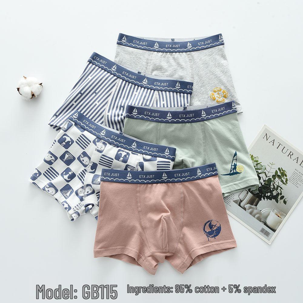 ETX Boys' Mid-Waist Boxer Briefs - Class A, Solid Color, Baby To Big Kids, Comfortable Four-Corner Shorts