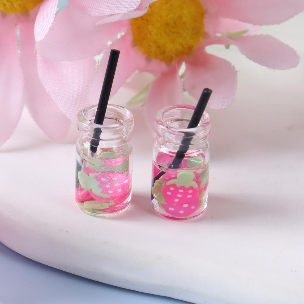 10Pcs Resin Kawaii Colorful Mini Fruit Bottle Food Drinks For Doll House Kitchen Ornaments Dolls Party Children'S Toys
