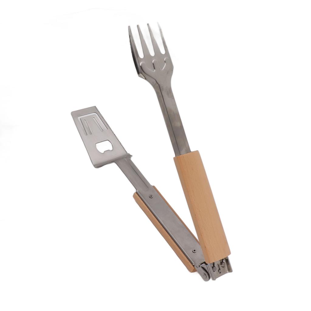 Grill Spatula Fork Tongs Durable Stainless Steel Food Tongs Multifunctional Long Handle Buffet