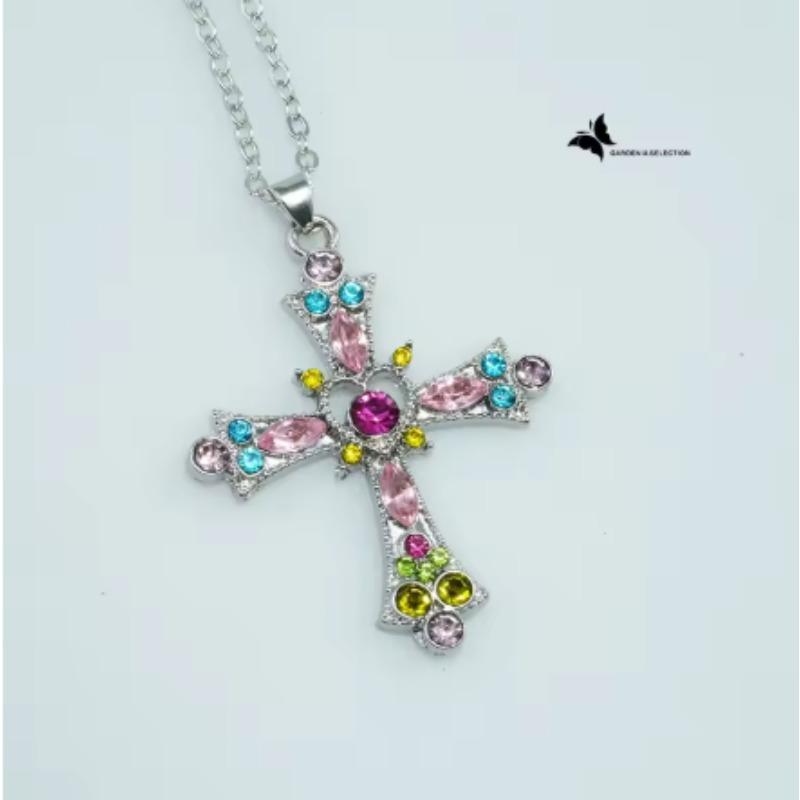 European and American Popular Jewelry, Rhinestone-inlaid Cross Necklace, Simple and Fashionable, Cross and Versatile Hanging