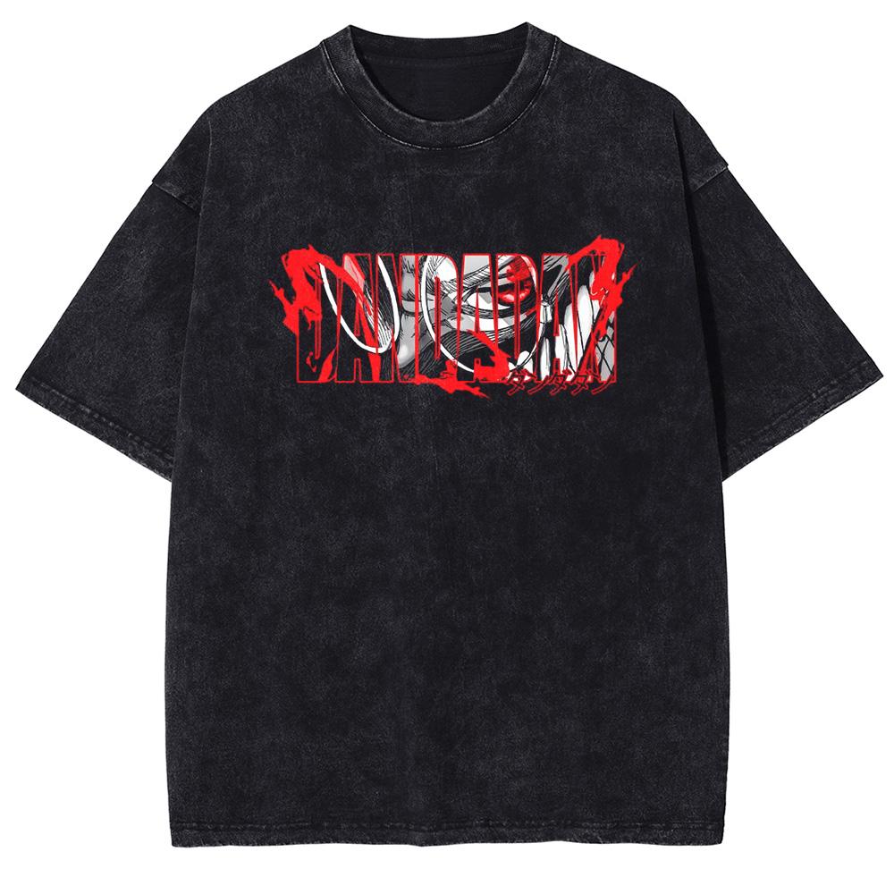 DAN DA DAN Anime T-shirt Vintage Gothic Washed Oversized T Shirt Summer Short Sleeve Pure Cotton Tee Tops Men Women Clothing