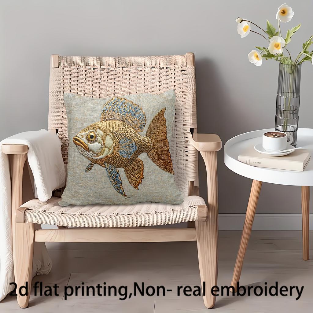 2D Flat - Modern Yellow Fish Design 2D Printed Square Pillowcase