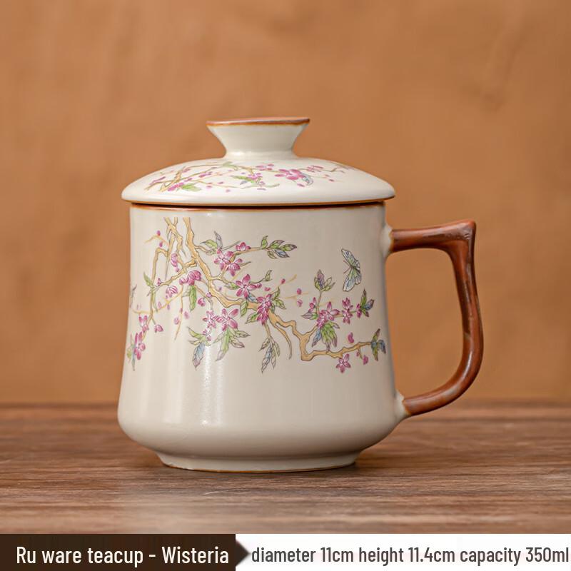 ZISIZ Ceramic Office Tea Mug with Lid