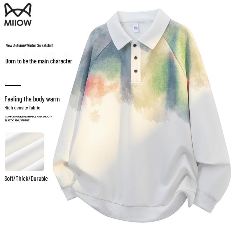 MiiOW Men s 2026 New Year Polo Collar Pullover Sweatshirt 2XL