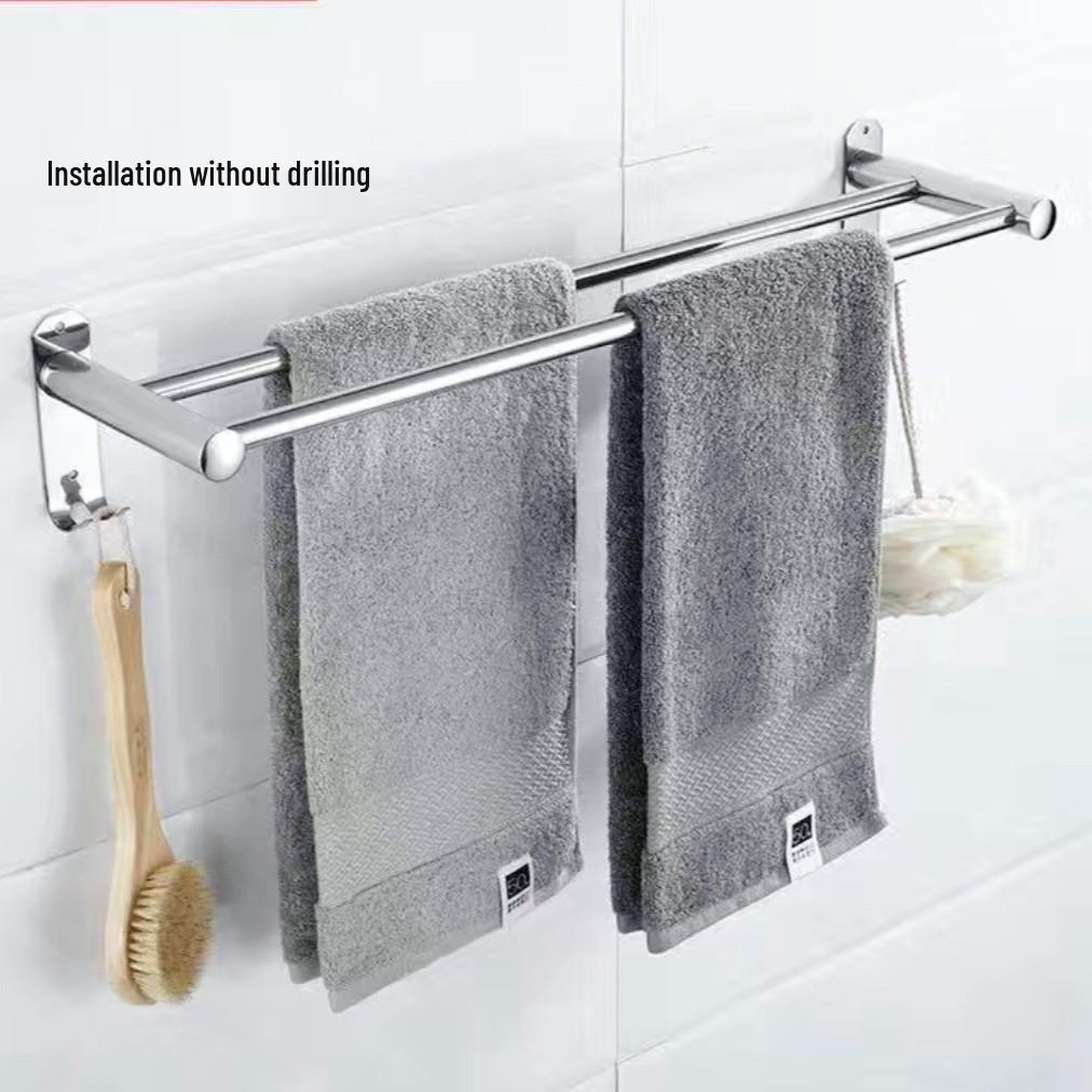 304 Stainless Steel Bathroom Towel Rack and Storage Shelf