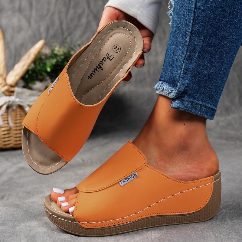 Damskie Klapki na Koturnie z Odkrytymi Palcami, Lekkie Kapcie Outdoorowe, Sandały w Stylu Europejskim Dostępne