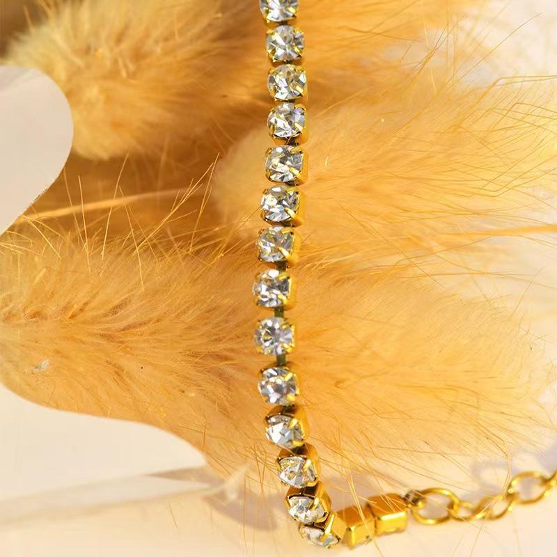 Elegant Titanium Steel Diamond Bracelet - High-End European & American Style
