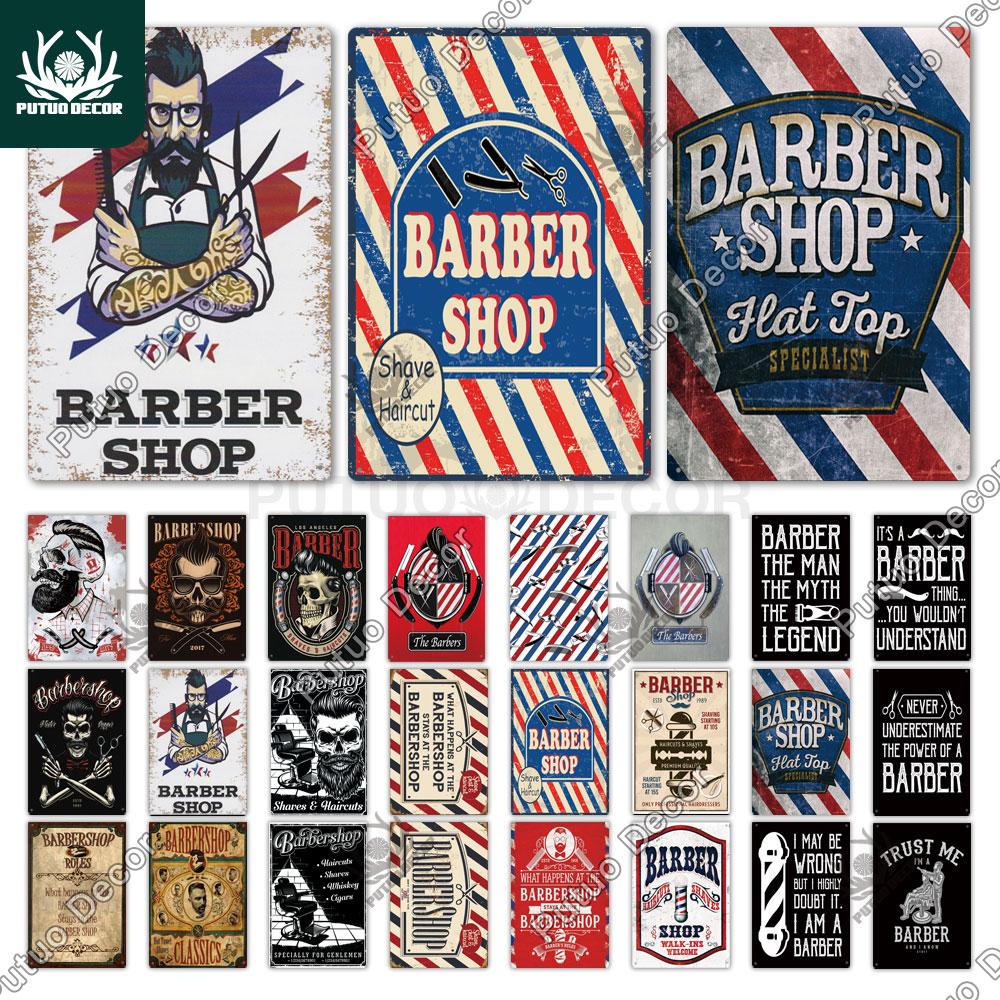 Putuo Decor Vintage Tin Sign Plaque Metal Iron Painting Wall Art Posters for Barber Shop Decoration Accessories Man Cave Home
