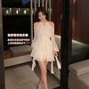 Summer French neck off-the-shoulder chiffon dress fairy coffee break skirt high-end seaside vacation tutu skirt