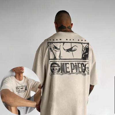 Enkel Herr T-shirt Roronoa Zoro Sommar och Höst Japansk Anime Pojkkläder Kortärmad Retro Harajuku Förälder-Barnkläder