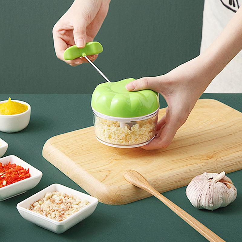 Compact Manual Hand-Pull Garlic Chopper and Mincer