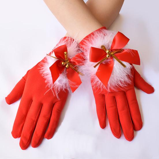 Buy 1 Pair Bowknot Fancy Dress Gloves Women Red Christmas Costume Skin