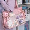 Sac bandoulière style collège avec ruban Grande capacité pour livres de cours Sac de facteur Filles Nœud JK Sac à bandoulière Sac à main