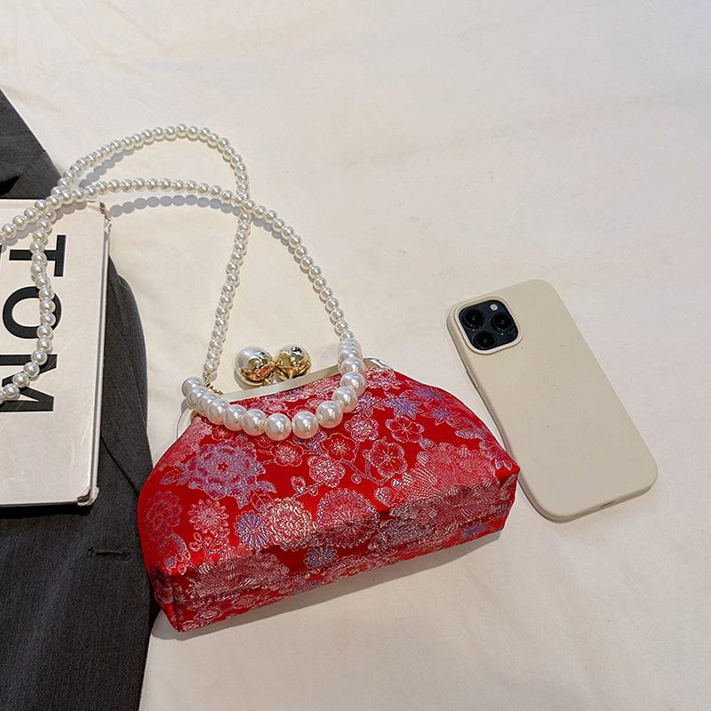 Vintage Embroidered Crossbody Bags for Women Metal Handle Shoulder Purse with Chain Strap Bohemian Style Handbag Gift Her wallet