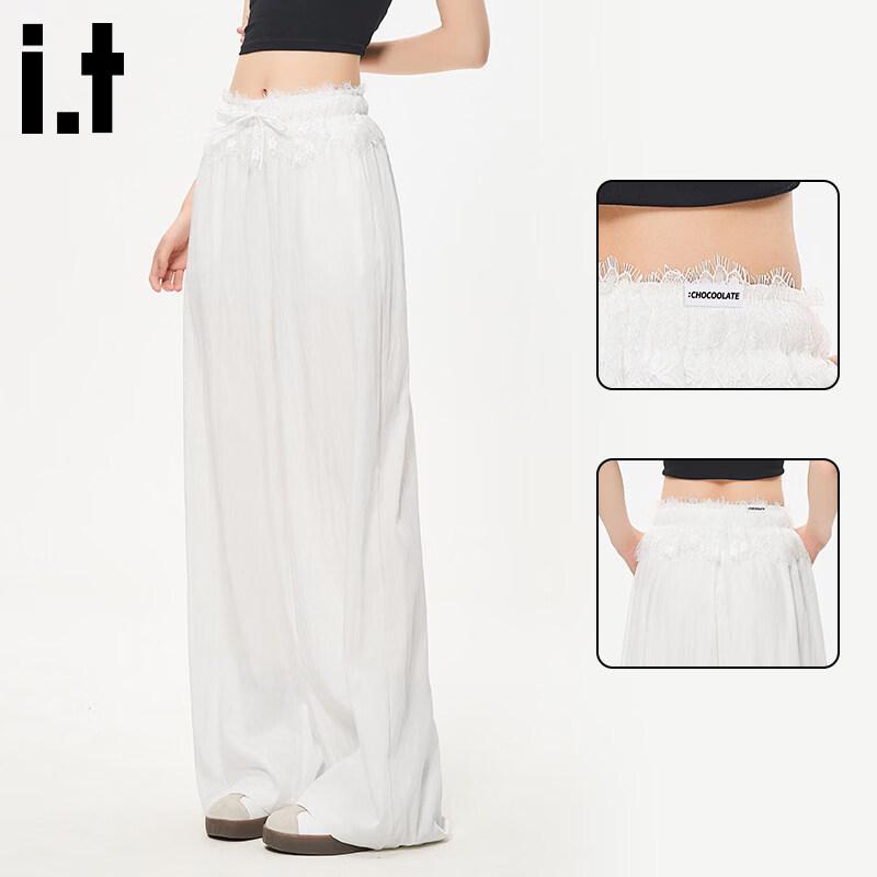 CHOCOOLATEit Women s Wide-Leg Lace-Trim Casual Pants 2XL