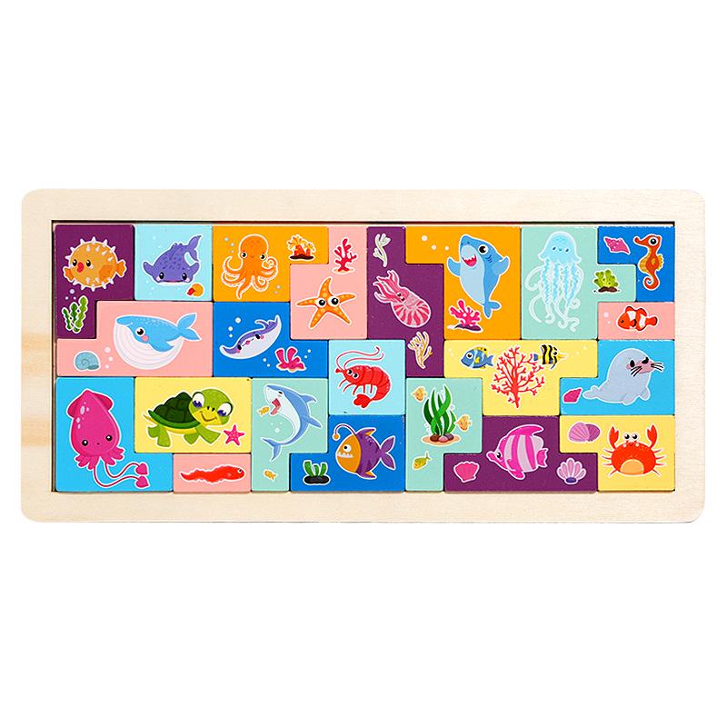 Montessori Wooden Educational Puzzle for Children: Fun Theme Block Toy for Early Cognitive Development